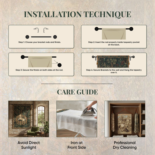 Unicorn In Captivity II (With Border) Belgian Tapestry