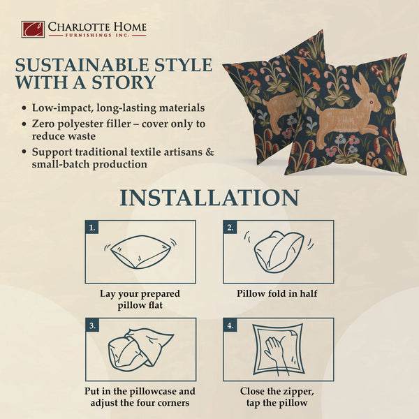 Medieval Rabbit Running French Tapestry Cushion