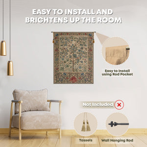 The Tree of Life Beige Belgian Tapestry