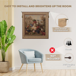 Bouquet Exotique with Monkey French Tapestry