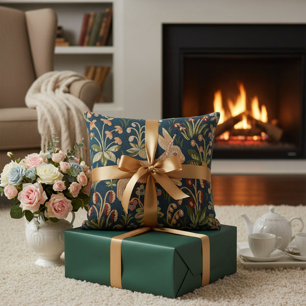 Medieval Rabbit Running French Tapestry Cushion