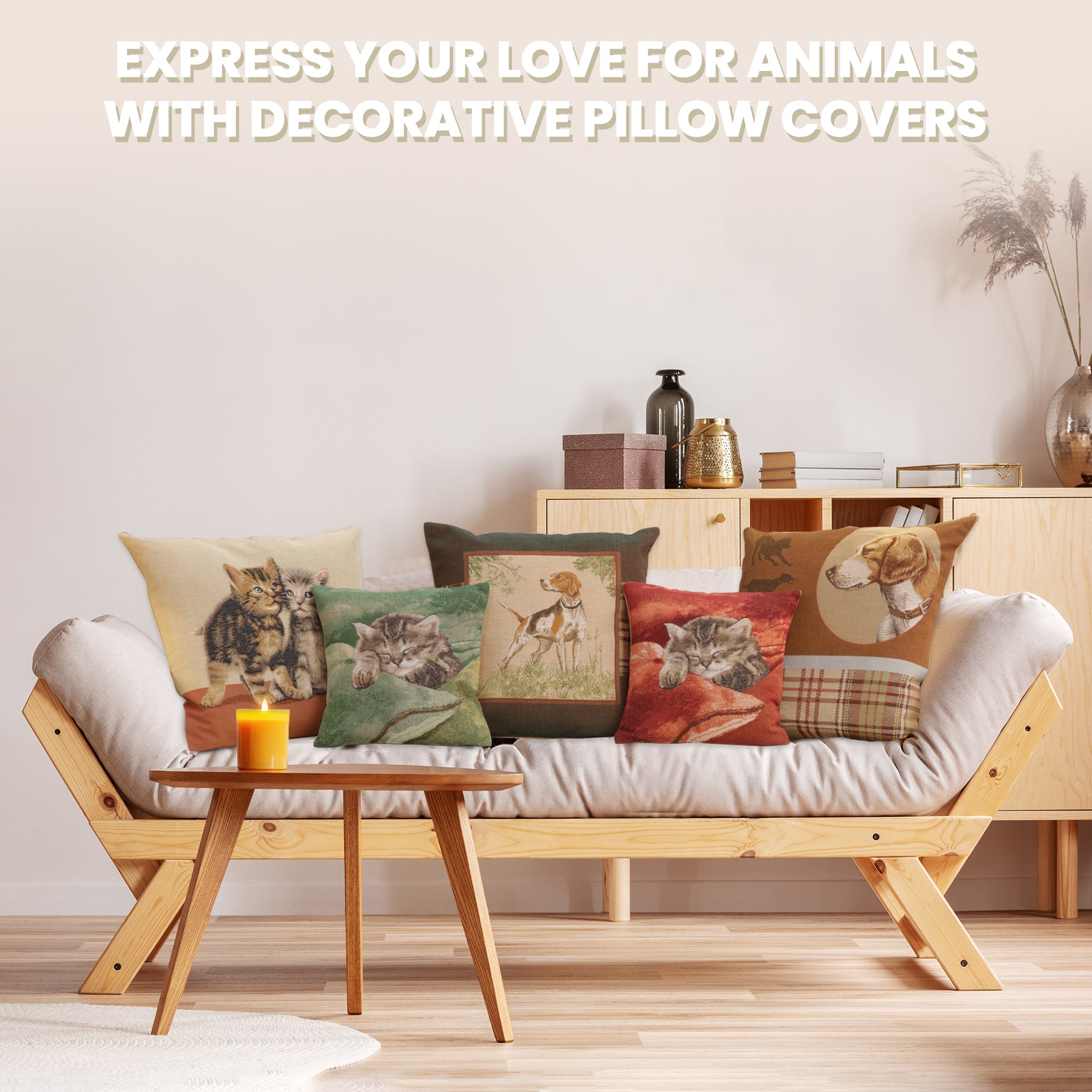 Sleeping Cat Green French Tapestry Cushion