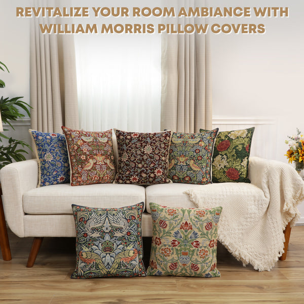 Fleurs de Morris Blue Belgian Cushion Cover