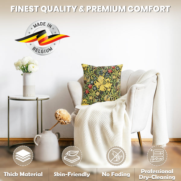 Golden Lily Black William Morris European Cushion Cover