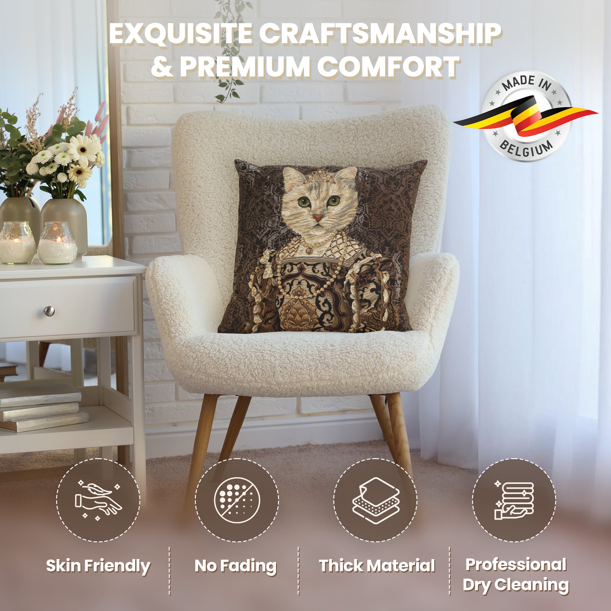 Cat With Crown B European Cushion Cover