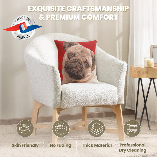 Pugs Face Red  French Tapestry Cushion