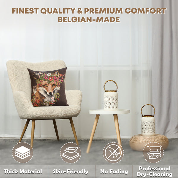 Forest Fox Brown European Cushion Cover
