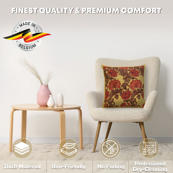 Chrysanthemum Bordo Belgian Cushion Cover