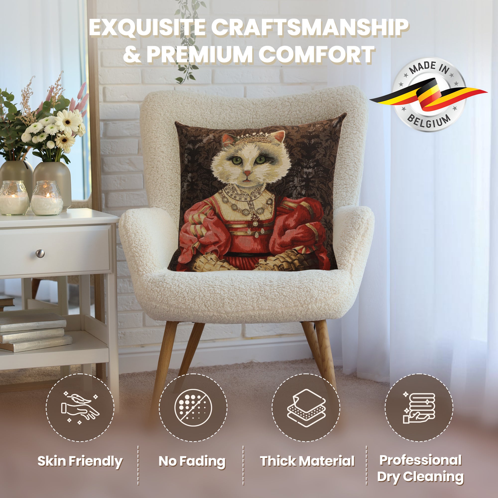Cat With Crown A European Cushion Cover