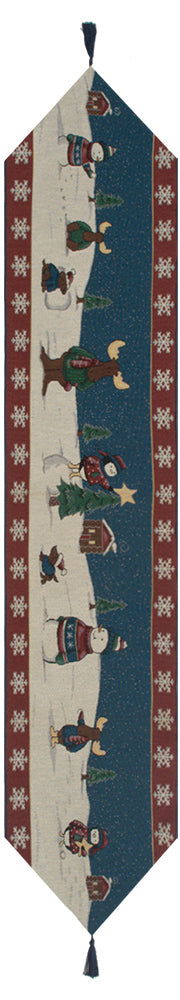 Santa and His Elfs Tapestry Table Runner