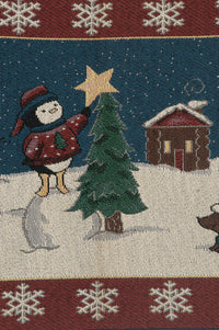 Santa and His Elfs Tapestry Table Runner