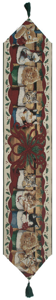 Cat's Holiday Party Tapestry Table Runner