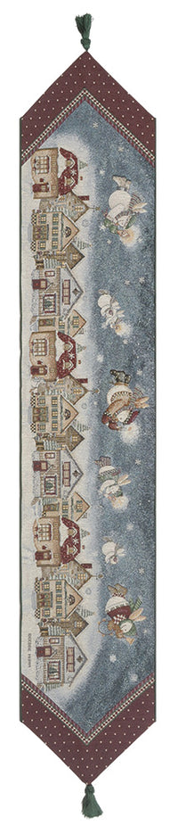 Snow Angel Village Tapestry Table Runner by Warren Kimble