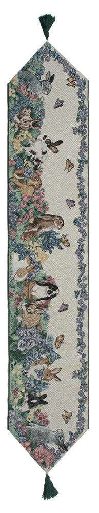 Easter Bunnies Tapestry Table Runner by Linda Pickens