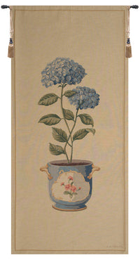 Blue Hydrangea Large European Tapestry by Fabrice de Villeneuve