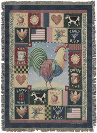 Americana Rooster Tapestry Throw