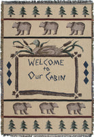 Welcome To Our Cabin Tapestry Throw