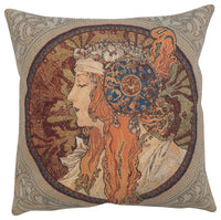 Rousse European Cushion Cover by Alphonse Mucha