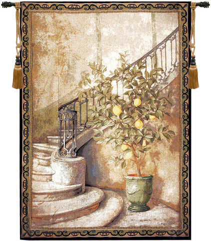 Lemon Stairwell Fine Art Tapestry by Fabrice de Villeneuve