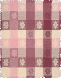Mauve and Natural Textured Blocks Tapestry Throw
