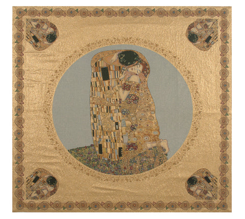 Il Bacio Table Mat Italian Tapestry Throw by Gustav Klimt