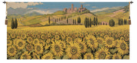 Tuscan Sunflower Wide Landscape Italian Tapestry Wall Hanging by Alberto Passini