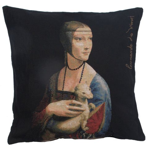 Dame A L'Hermine I European Cushion Cover by Leonardo da Vinci