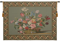 Flower Basket Green II European Tapestry by Jan Van Huysum