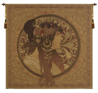 Muchas Donna Orechini Square European Tapestry by Alphonse Mucha