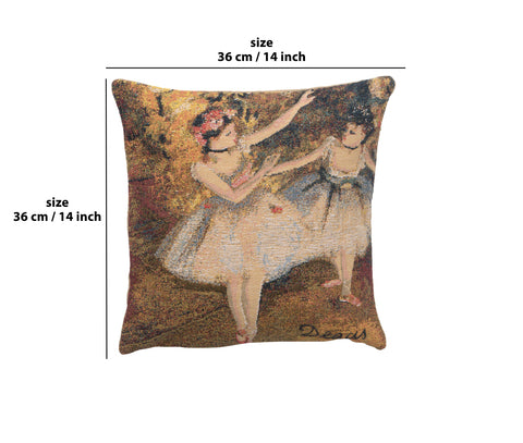 Degas Deux Dansiuses Small European Cushion Cover by Edgar Degas