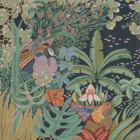 Jungle and Two Birds French Tapestry Cushion by Anne Leurent's