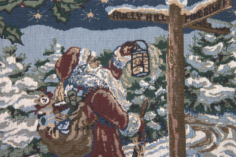 Santa Travelling Italian Tapestry Cushion