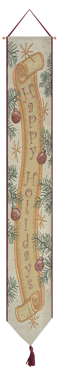 Happy Holidays Scroll Tapestry Bell Pull