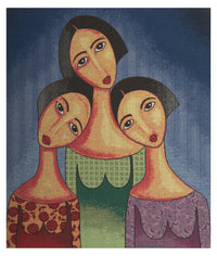 Three Sister Stretched Wall Tapestry by Modigliani