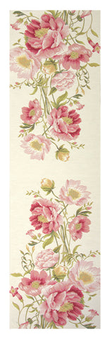 Peonies White French Tapestry Table Runner
