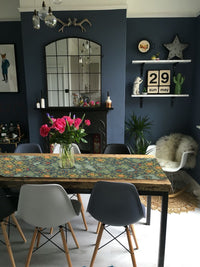 Orange Tree Arabesque Blue French Tapestry Table Runner