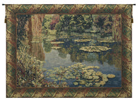 Lake Giverny With Classic Border Belgian Tapestry Wall Hanging by Claude Monet