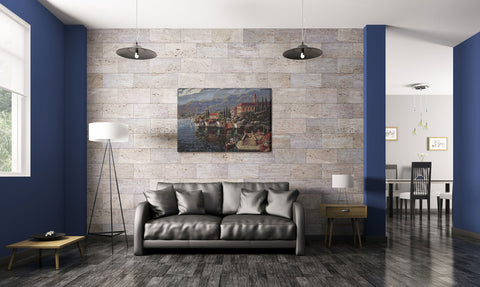 Shores of Lake Como Stretched Wall Tapestry by Robert Pejman