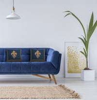 Framed Fleur de Lys Blue French Tapestry Cushion