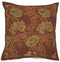 Chrysanthemum Brown Belgian Cushion Cover by William Morris