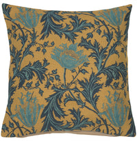 Anemone Blue Gold Belgian Cushion Cover by William Morris