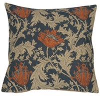 Anemone Blue Rust Belgian Cushion Cover by William Morris