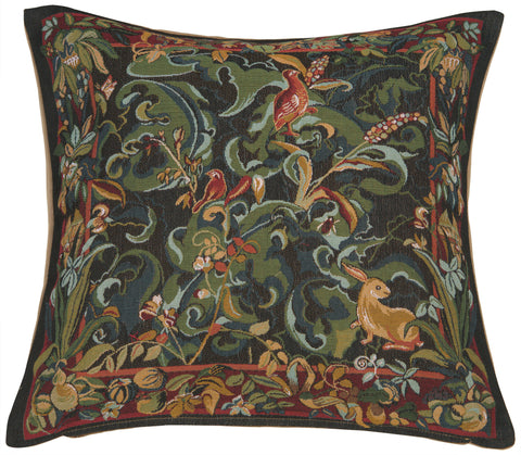 Animals with Aristoloches Green French Tapestry Cushion