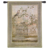 Oiseav Cage Cerise I Tapestry Wall Hanging by Fabrice de Villeneuve