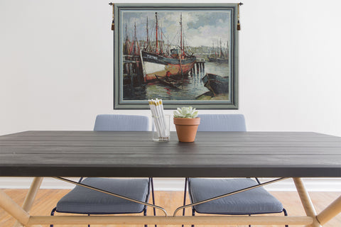 North Sea Harbour Belgian Tapestry Wall Hanging by V. Houben