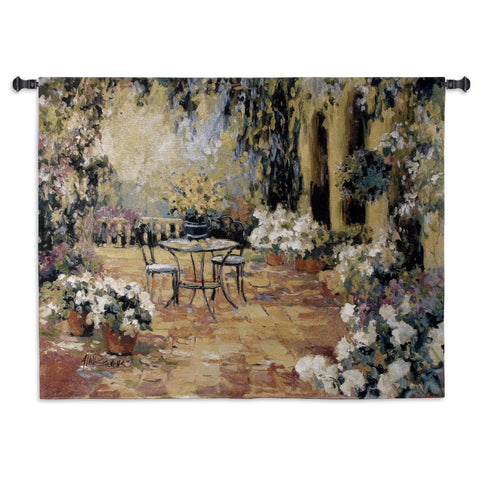 Floral Courtyard Tapestry Wall Hanging by Stevens