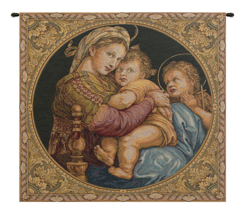 Madonna Della Seggiola Italian Tapestry Wall Hanging by Raphael