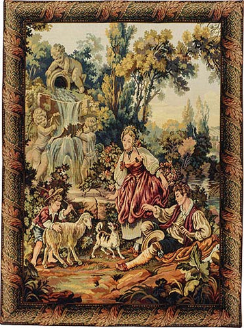 Fountain by the Lake 02 Vertical Italian Tapestry