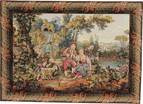 Romantic Musical Interlude Horizontal Italian Tapestry by Francois Boucher