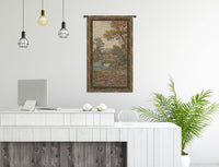 Swan in the Lake Vertical Italian Tapestry Wall Hanging